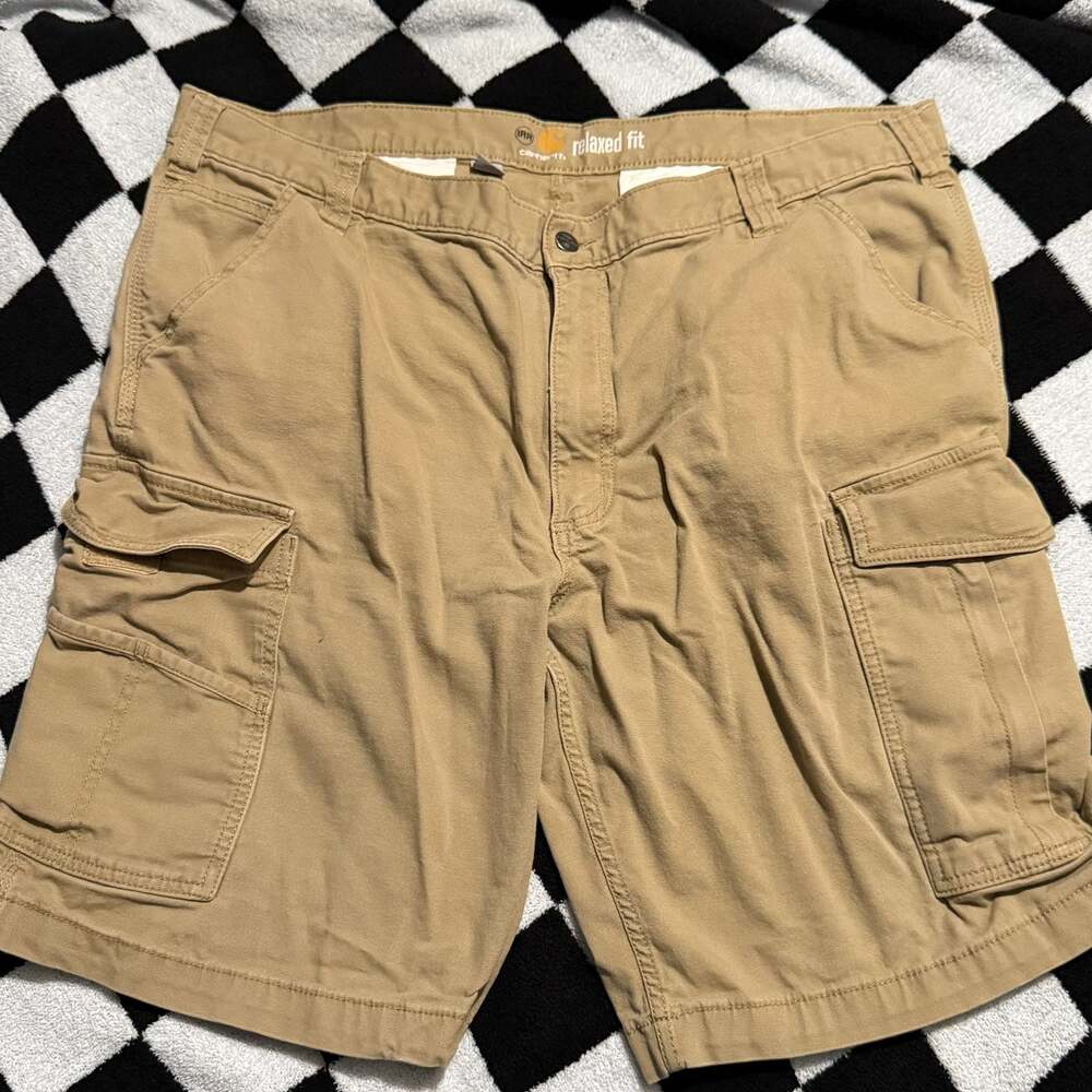 Carhartt Relaxed Fit Canvas Cargo Work Shorts Size 40 Tan